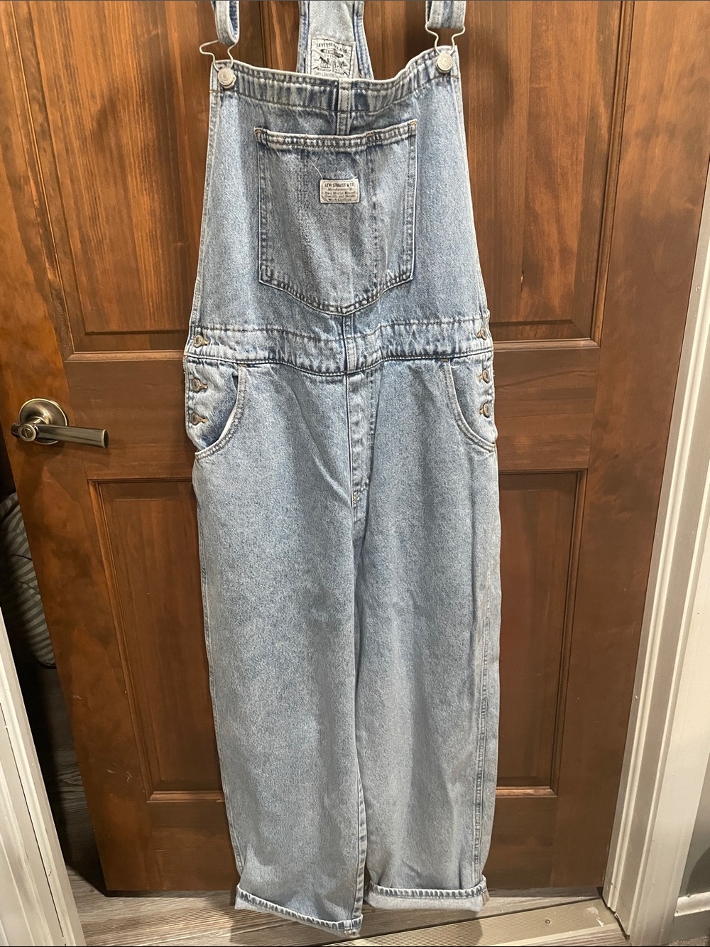 Levi's Light Blue Denim Overalls with Logo Patch